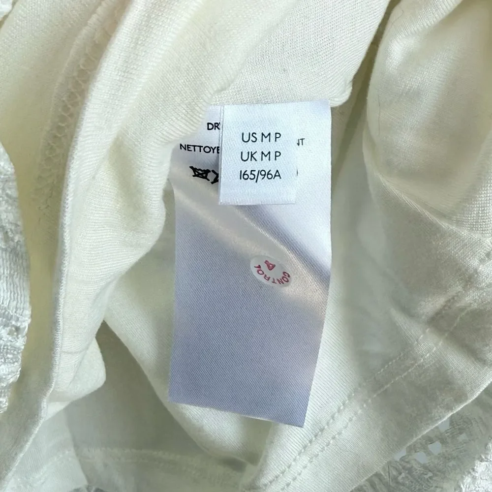 Anthropologie Maeve Eyelet Mini Dress in White M P Puff Sleeve Square Neck